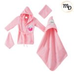 Βρεφικό Σετ Λουτρού 4τμχ Maria Shop για Κορίτσι Πετσέτα, Μπουρνούζι, Γάντι Μπάνιου, Παντόφλες και Σφουγγαράκι