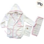 Βρεφικό Σετ Λουτρού 3τμχ Maria Shop για Κορίτσι Πετσέτα, Μπουρνούζι, Γάντι Μπάνιου, Παντόφλες