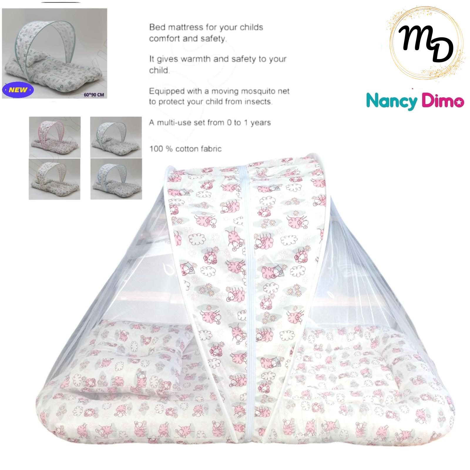 01-12__1800-o1 Βρεφική Φωλιά με Μαξιλαράκι- Σκίαστρο και Κουνουπιέρα 60x90cm Maria Shop Για Κορίτσι Βαμβακερή - Image 1