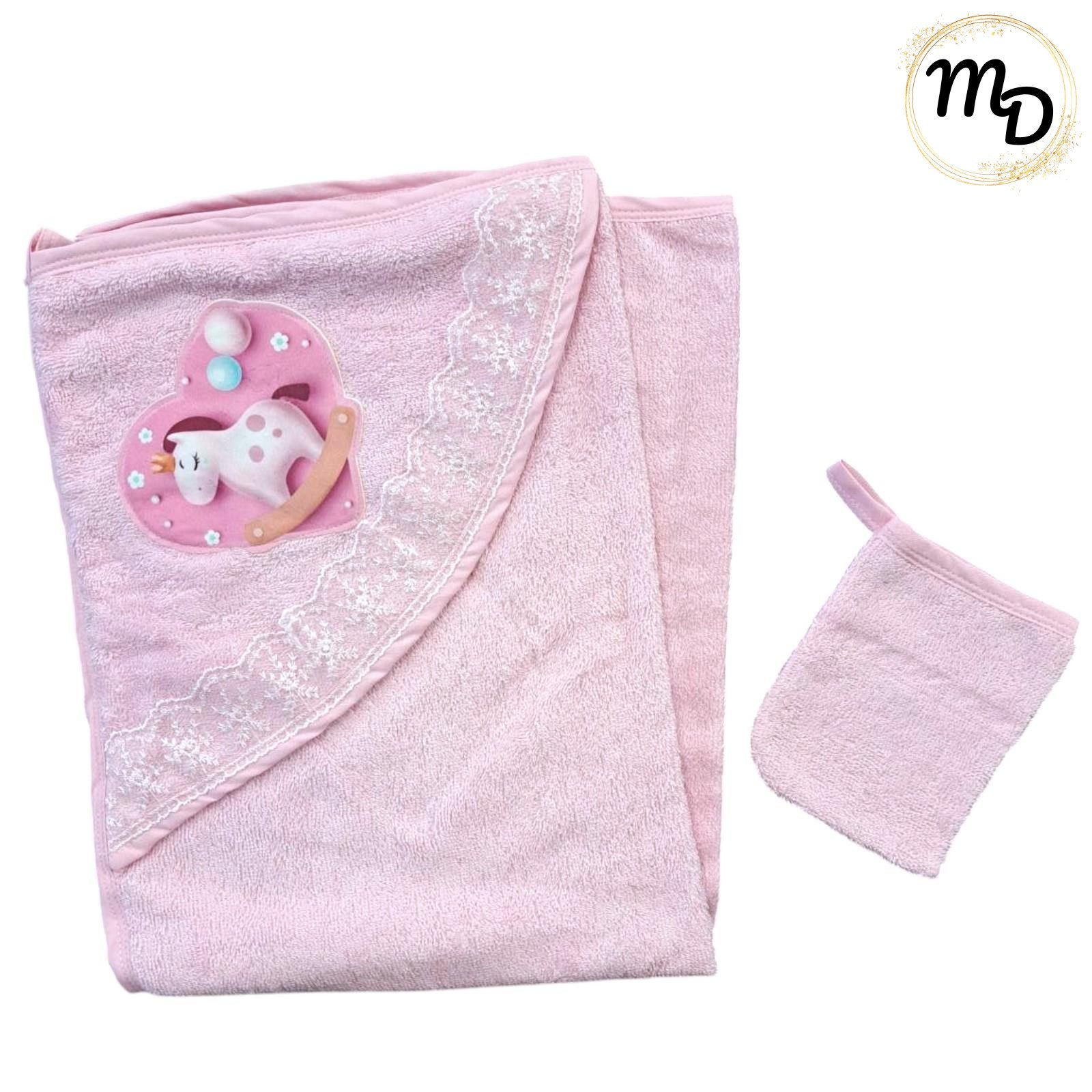 01-1755-o1 Κάπα Μπουρνούζι 0-6μην. Με Κουκούλα και Γάντι Μπάνιου Maria Shop Για Κορίτσι Βαμβακερή - Image 1
