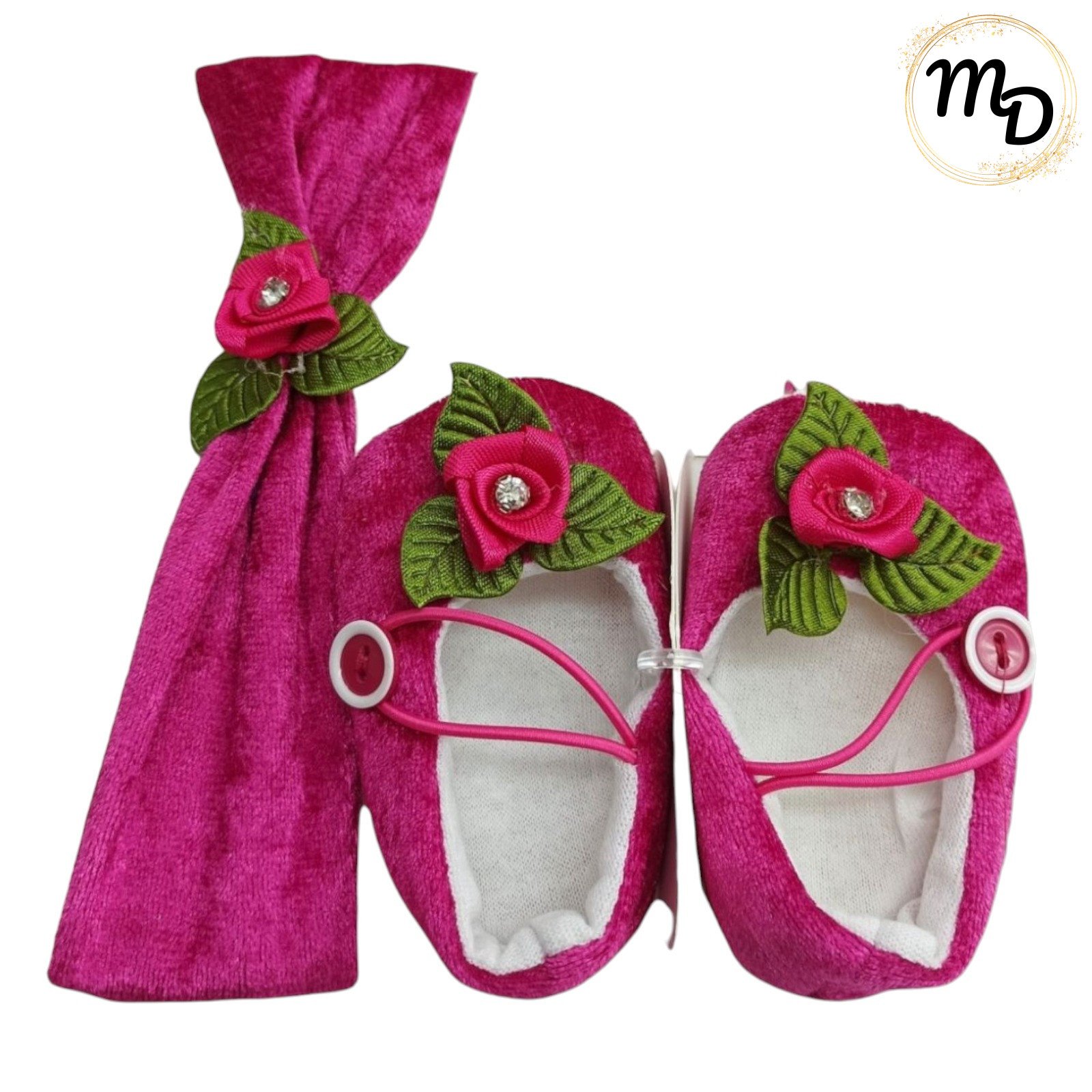 01-1820-o1 Παπούτσι Με Κορδέλα Maria Shop Για Κορίτσι 0-6 μηνών Βελούδο - Image 1