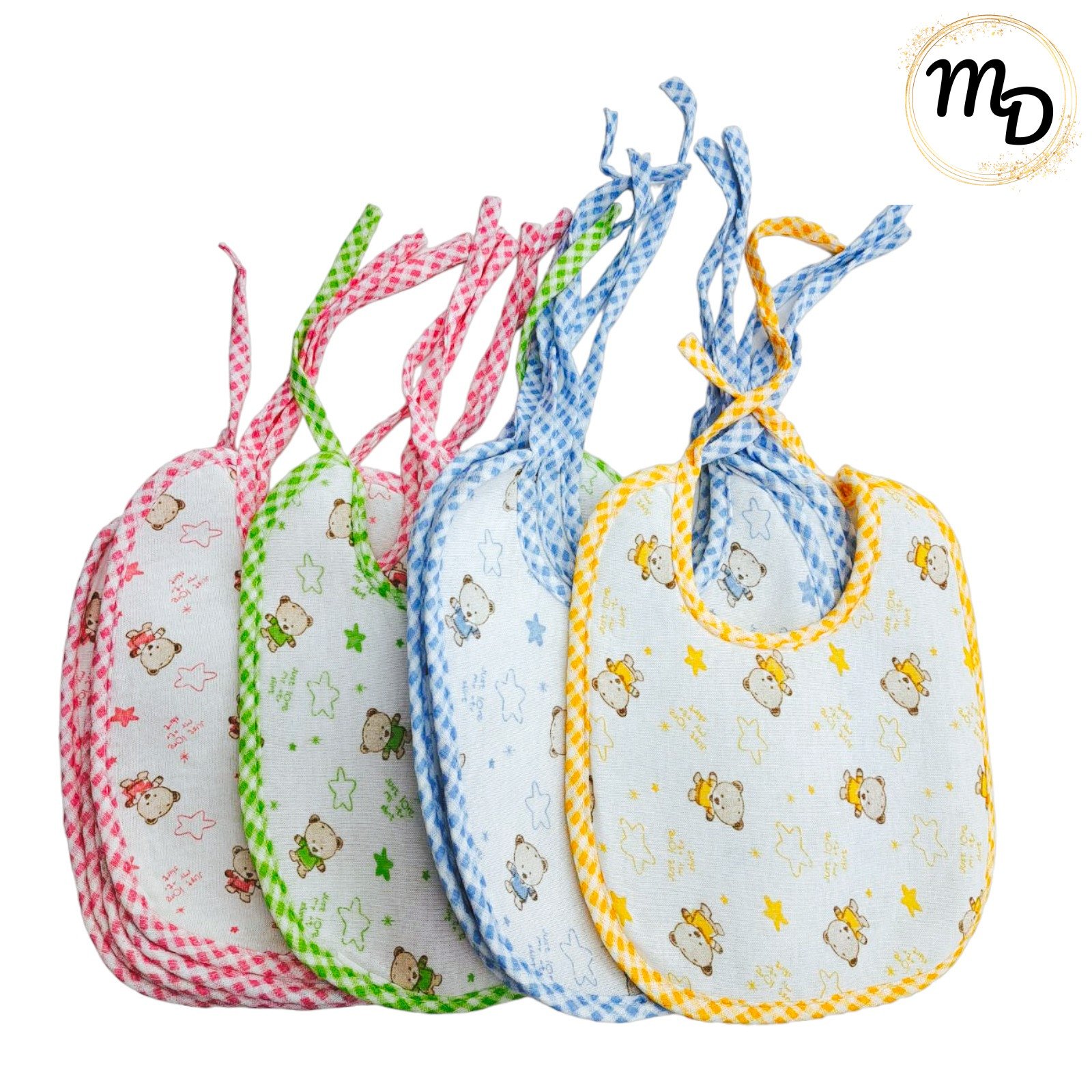 01-2438-o1 Σαλιάρα Αδιάβροχη Με Κορδονάκι 12αδα Maria Shop Για Αγόρι/Κορίτσι Βαμβακερή - Image 1