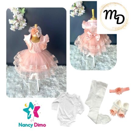 Σετ Βρεφικό Φόρεμα Maria Shop 6-9μην Για Κορίτσι Βαβμβακερό