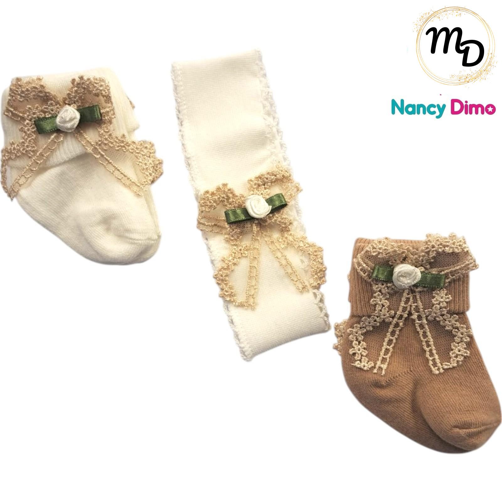 01-3736-o1 Καλτσάκια 0-6μην. Σετ Με Κορδέλα 3αδα Maria Shop Για Κορίτσι Βαμβακερά - Image 1