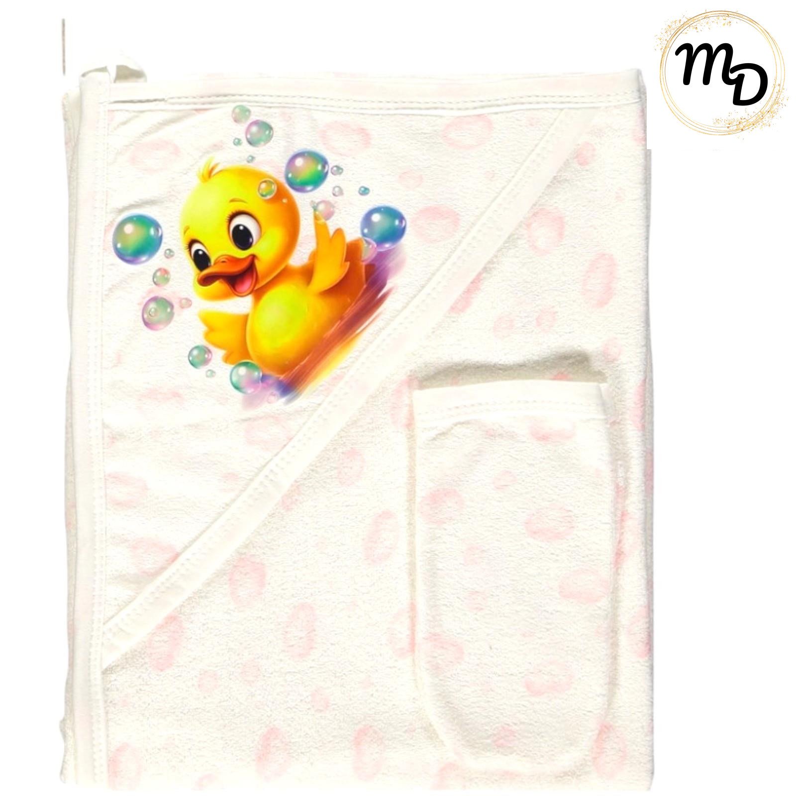 01-3943-o1-2 Κάπα Μπουρνούζι Με Κουκούλα και Γάντι Μπάνιου 0-6μην. Maria Shop Για Κορίτσι Βαμβακερή - Image 1