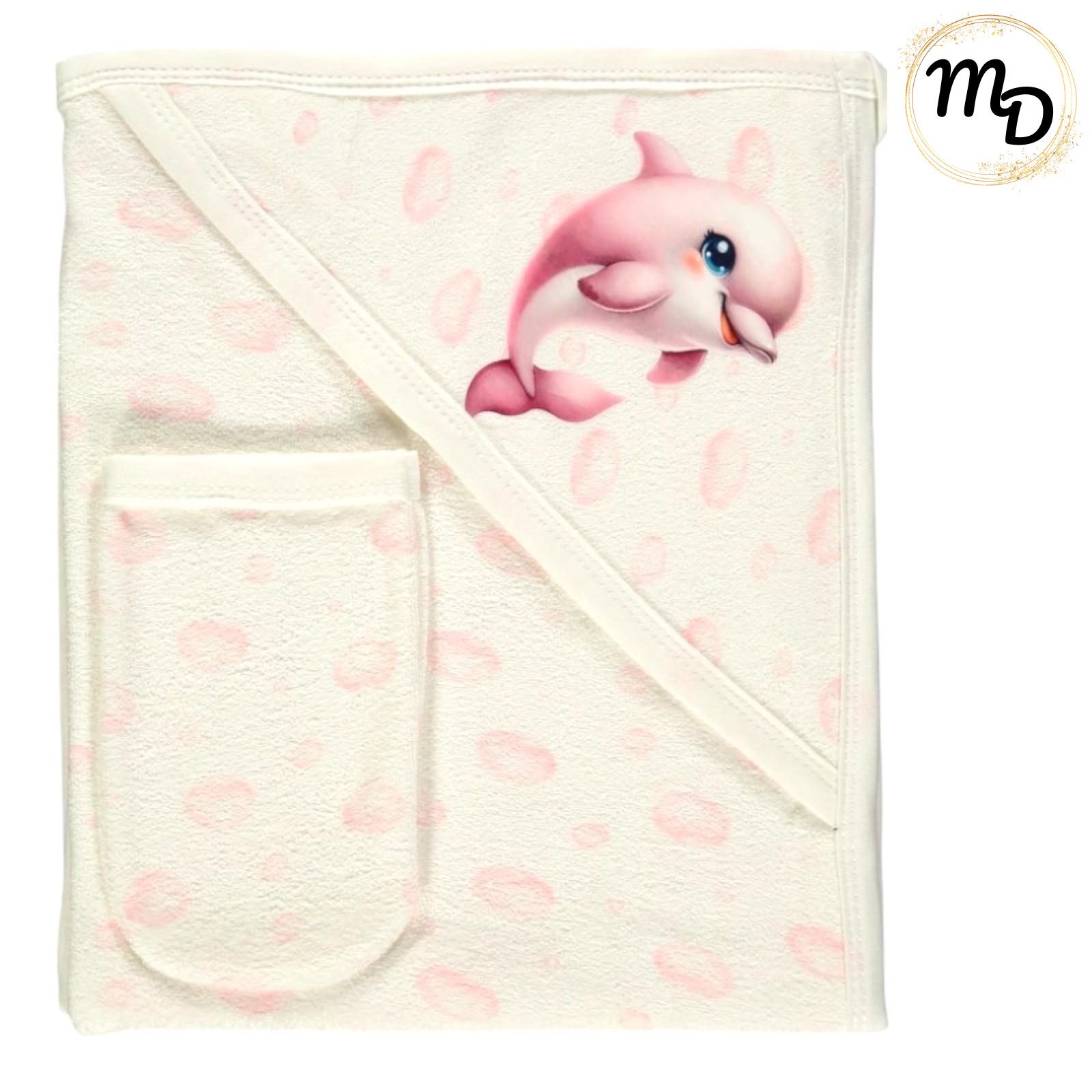 01-4143-o1-1 Κάπα Μπουρνούζι Με Κουκούλα και Γάντι Μπάνιου 0-6μην. Maria Shop Για Κορίτσι Βαμβακερή - Image 1