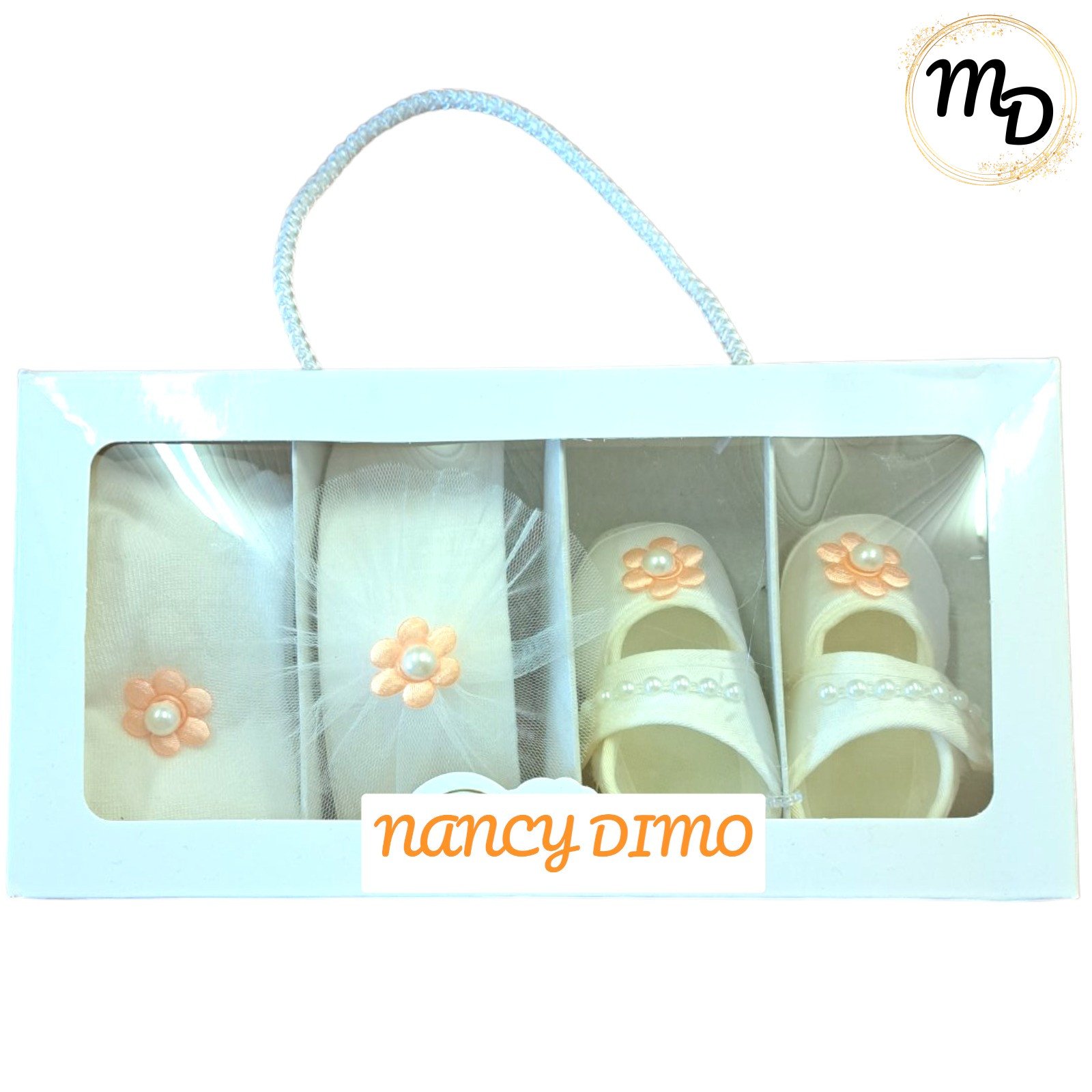 01-4430-o1 Παπούτσι Με Κορδέλα και Καλσόν Maria Shop Για Κορίτσι 0-6 μηνών Βαμβακερό - Image 1