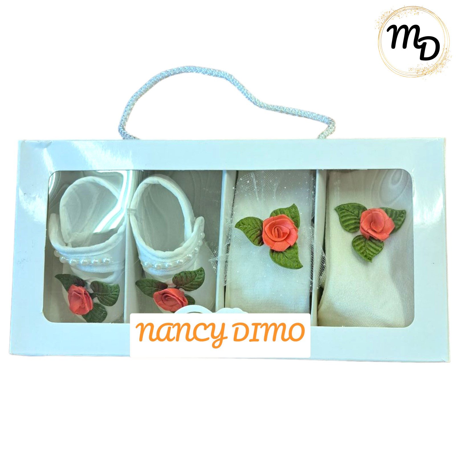 01-5230-o1 Παπούτσι Με Κορδέλα και Καλσόν Maria Shop Για Κορίτσι 0-6 μηνών Βαμβακερό - Image 1