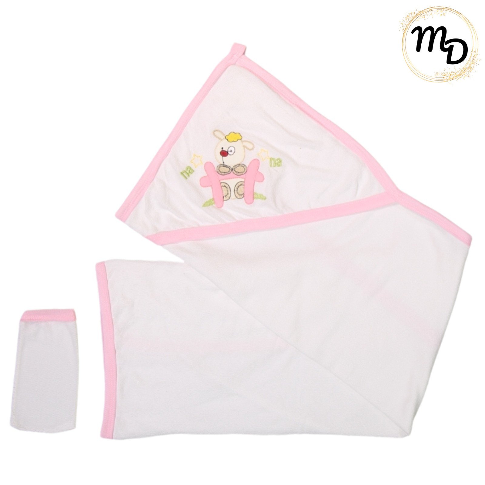 01-5537-o1-1 Κάπα Μπουρνούζι Με Κουκούλα και Γάντι Μπάνιου 0-6μην. Maria Shop Για Κορίτσι Βαμβακερή - Image 1