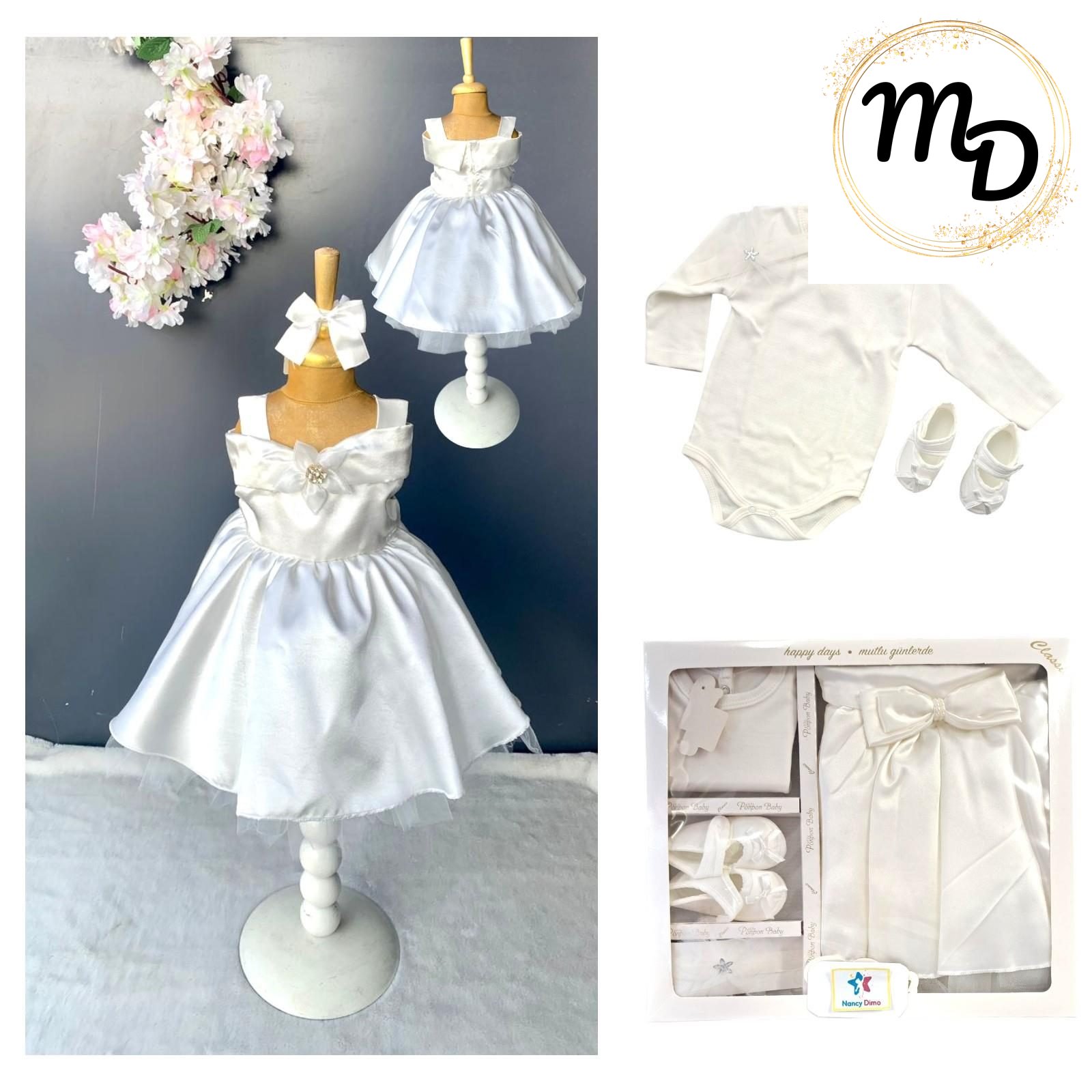 01-6770-o1-1 Σετ Βρεφικό Φόρεμα Maria Shop 6-9μην Για Κορίτσι Βαβμβακερό - Image 1